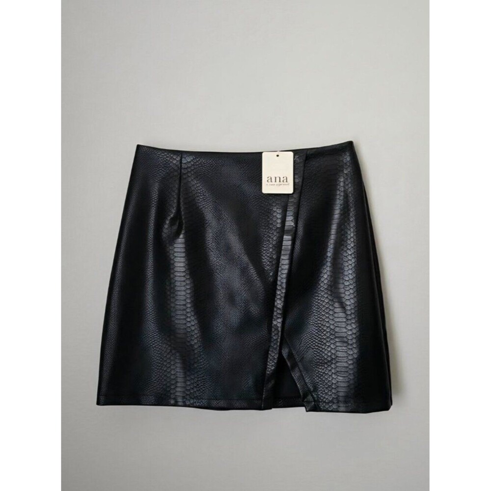ANA Black Faux Leather Snakeskin Mini Skirt NWT | Size 2
